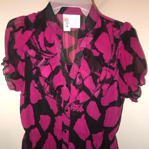 Red and black sheer top